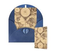 Thinking of You Cards with Envelopes Greetings Card Vintage Old World Map Blank Cards for All Occasions Birthday Thank You Note Card for Wedding Invitations Valentine's Day 10 X 15 CM