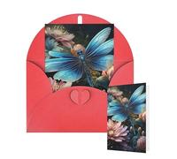 Thinking of You Cards with Envelopes Greetings Card Water lily and dragonfly Blank Cards for All Occasions Birthday Thank You Note Card for Wedding Invitations Valentine's Day 10 X 15 CM