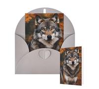 Thinking of You Cards with Envelopes Greetings Card Wild Wild Gray Wolf Blank Cards for All Occasions Birthday Thank You Note Card for Wedding Invitations Valentine's Day 10 X 15 CM