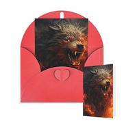 Thinking of You Cards with Envelopes Greetings Card Wild Wolf in the Fire Blank Cards for All Occasions Birthday Thank You Note Card for Wedding Invitations Valentine's Day 10 X 15 CM
