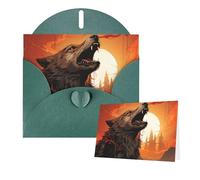 Thinking of You Cards with Envelopes Howling Wolf and Moon Greeting Cards for All Occasions Thank You Blank Note Card for Wedding Invitations Valentine's Day Birthday Card 10x15 cm