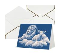 Thinking of You Cards with Envelopes Lamb with A Lion On The Clouds Blank Cards for All Occasions Sympathy Card Blank Note Card Thank You Greeting Cards for Wedding Invitations Birthday Party