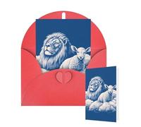 Thinking of You Cards with Envelopes Lamb with A Lion On The Clouds Blank Cards for All Occasions Thank You Blank Note Card Greeting Cards for Wedding Bridal Invitations Birthday Party 10 x 15 cm