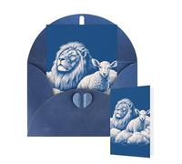 Thinking of You Cards with Envelopes Lamb with A Lion On The Clouds Blank Cards for All Occasions Thank You Blank Note Card Greeting Cards for Wedding Bridal Invitations Birthday Party 10 x 15 cm