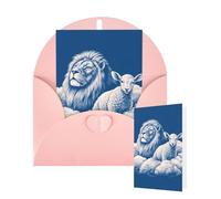 Thinking of You Cards with Envelopes Lamb with A Lion On The Clouds Blank Cards for All Occasions Thank You Blank Note Card Greeting Cards for Wedding Bridal Invitations Birthday Party 10 x 15 cm