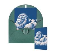 Thinking of You Cards with Envelopes Lamb with A Lion On The Clouds Blank Cards for All Occasions Thank You Blank Note Card Greeting Cards for Wedding Bridal Invitations Birthday Party 10 x 15 cm