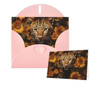 Thinking of You Cards with Envelopes Leopard and Sunflower Greeting Cards for All Occasions Thank You Blank Note Card for Wedding Invitations Valentine's Day Birthday Card 10x15 cm