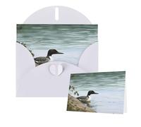 Thinking of You Cards with Envelopes Loon Nature Birds Greeting Cards for All Occasions Thank You Blank Note Card for Wedding Invitations Valentine's Day Birthday Card 10x15 cm