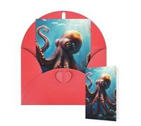 Thinking of You Cards with Envelopes Ocean Animal Octopus Blank Cards for All Occasions Thank You Blank Note Card Greeting Cards for Wedding Bridal Invitations Birthday Party 10 x 15 cm