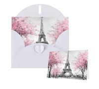 Thinking of You Cards with Envelopes Painting Paris Eiffel Tower Blank Cards for All Occasions Sympathy Card Blank Note Card Thank You Greeting Cards for Wedding Invitations Birthday Party