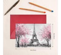 Thinking of You Cards with Envelopes Painting Paris Eiffel Tower Blank Cards for All Occasions Sympathy Card Blank Note Card Thank You Greeting Cards for Wedding Invitations Birthday Party