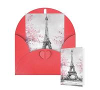 Thinking of You Cards with Envelopes Painting Paris Eiffel Tower Blank Cards for All Occasions Thank You Blank Note Card Greeting Cards for Wedding Bridal Invitations Birthday Party 10 x 15 cm