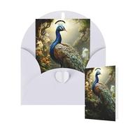 Thinking of You Cards with Envelopes Peacock on the Tree Greeting Cards for All Occasions Thank You Blank Note Card for Wedding Invitations Valentine's Day Birthday Card 10x15 cm
