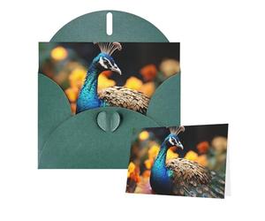 Thinking of You Cards with Envelopes Peacocks Greeting Cards for All Occasions Thank You Blank Note Card for Wedding Invitations Valentine's Day Birthday Card 10x15 cm