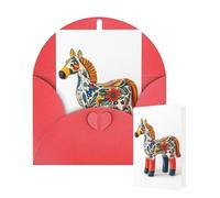 Thinking of You Cards with Envelopes Runner Swedish Dala Horse Folk Blank Cards for All Occasions Thank You Blank Note Card Greeting Cards for Wedding Bridal Invitations Birthday Party 10 x 15 cm