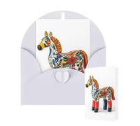 Thinking of You Cards with Envelopes Runner Swedish Dala Horse Folk Blank Cards for All Occasions Thank You Blank Note Card Greeting Cards for Wedding Bridal Invitations Birthday Party 10 x 15 cm
