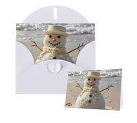 Thinking of You Cards with Envelopes Sand Snowman on Beach Greeting Cards for All Occasions Thank You Blank Note Card for Wedding Invitations Valentine's Day Birthday Card 10x15 cm