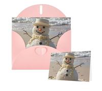 Thinking of You Cards with Envelopes Sand Snowman on Beach Greeting Cards for All Occasions Thank You Blank Note Card for Wedding Invitations Valentine's Day Birthday Card 10x15 cm