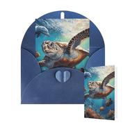 Thinking of You Cards with Envelopes Sea Turtle Dolphin Fish Blank Cards for All Occasions Thank You Blank Note Card Greeting Cards for Wedding Bridal Invitations Birthday Party 10 x 15 cm