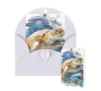Thinking of You Cards with Envelopes Sea Turtle Dolphin Fish Greeting Cards for All Occasions Thank You Blank Note Card for Wedding Invitations Valentine's Day Birthday Card 10x15 cm