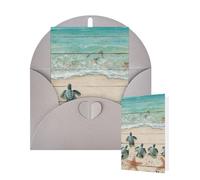 Thinking of You Cards with Envelopes Sea Turtle Starfish Blank Cards for All Occasions Thank You Blank Note Card Greeting Cards for Wedding Bridal Invitations Birthday Party 10 x 15 cm