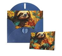 Thinking of You Cards with Envelopes Sloth Pattern Greeting Cards for All Occasions Thank You Blank Note Card for Wedding Invitations Valentine's Day Birthday Card 10x15 cm