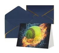 Thinking of You Cards with Envelopes Softball Baseball on Fire and Water Blank Cards for All Occasions Sympathy Card Blank Note Card Thank You Greeting Cards for Wedding Invitations Birthday Party