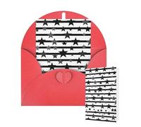Thinking of You Cards with Envelopes Stars on black and white stripes Greeting Cards for All Occasions Thank You Blank Note Card for Wedding Invitations Valentine's Day Birthday Card 10x15 cm