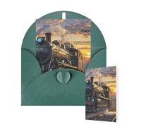 Thinking of You Cards with Envelopes Steam Train Depart Sunset Blank Cards for All Occasions Thank You Blank Note Card Greeting Cards for Wedding Bridal Invitations Birthday Party 10 x 15 cm