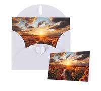 Thinking of You Cards with Envelopes Sunset over sunflower field Greeting Cards for All Occasions Thank You Blank Note Card for Wedding Invitations Valentine's Day Birthday Card 10x15 cm