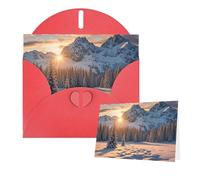 Thinking of You Cards with Envelopes Sunset Winter Mountains Greeting Cards for All Occasions Thank You Blank Note Card for Wedding Invitations Valentine's Day Birthday Card 10x15 cm