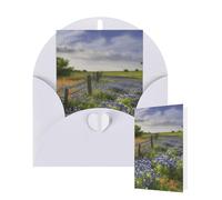 Thinking of You Cards with Envelopes Texas Bluebonnets Scenery Greeting Cards for All Occasions Thank You Blank Note Card for Wedding Invitations Valentine's Day Birthday Card 10x15 cm