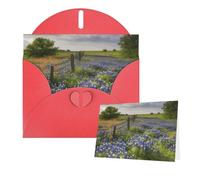 Thinking of You Cards with Envelopes Texas Bluebonnets Scenery Greeting Cards for All Occasions Thank You Blank Note Card for Wedding Invitations Valentine's Day Birthday Card 10x15 cm