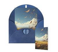 Thinking of You Cards with Envelopes The wind blows feathers Greeting Cards for All Occasions Thank You Blank Note Card for Wedding Invitations Valentine's Day Birthday Card 10x15 cm