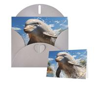 Thinking of You Cards with Envelopes There is a dolphin jumping Greeting Cards for All Occasions Thank You Blank Note Card for Wedding Invitations Valentine's Day Birthday Card 10x15 cm