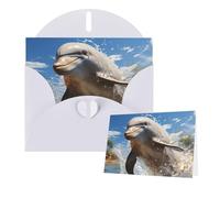 Thinking of You Cards with Envelopes There is a dolphin jumping Greeting Cards for All Occasions Thank You Blank Note Card for Wedding Invitations Valentine's Day Birthday Card 10x15 cm