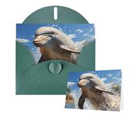Thinking of You Cards with Envelopes There is a dolphin jumping Greeting Cards for All Occasions Thank You Blank Note Card for Wedding Invitations Valentine's Day Birthday Card 10x15 cm