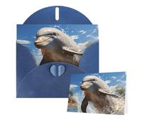 Thinking of You Cards with Envelopes There is a dolphin jumping Greeting Cards for All Occasions Thank You Blank Note Card for Wedding Invitations Valentine's Day Birthday Card 10x15 cm