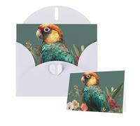 Thinking of You Cards with Envelopes Tropical Flower Leaf Parrot Greeting Cards for All Occasions Thank You Blank Note Card for Wedding Invitations Valentine's Day Birthday Card 10x15 cm