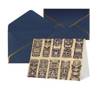 Thinking of You Cards with Envelopes Vintage Aloha Tiki Pattern Blank Cards for All Occasions Sympathy Card Blank Note Card Thank You Greeting Cards for Wedding Invitations Birthday Party