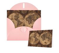 Thinking of You Cards with Envelopes Vintage Old World Map Greeting Cards for All Occasions Thank You Blank Note Card for Wedding Invitations Valentine's Day Birthday Card 10x15 cm