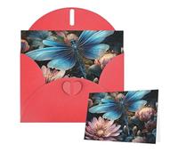 Thinking of You Cards with Envelopes Water lily and dragonfly Greeting Cards for All Occasions Thank You Blank Note Card for Wedding Invitations Valentine's Day Birthday Card 10x15 cm