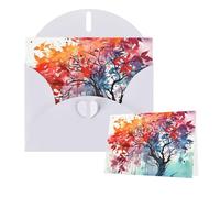 Thinking of You Cards with Envelopes Watercolor of rainbow color tree Greeting Cards for All Occasions Thank You Blank Note Card for Wedding Invitations Valentine's Day Birthday Card 10x15 cm
