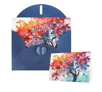 Thinking of You Cards with Envelopes Watercolor of rainbow color tree Greeting Cards for All Occasions Thank You Blank Note Card for Wedding Invitations Valentine's Day Birthday Card 10x15 cm