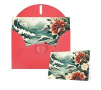 Thinking of You Cards with Envelopes Waves Greeting Cards for All Occasions Thank You Blank Note Card for Wedding Invitations Valentine's Day Birthday Card 10x15 cm