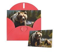 Thinking of You Cards with Envelopes Wild Bear Greeting Cards for All Occasions Thank You Blank Note Card for Wedding Invitations Valentine's Day Birthday Card 10x15 cm