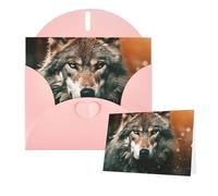 Thinking of You Cards with Envelopes Wolf in the forest at night Greeting Cards for All Occasions Thank You Blank Note Card for Wedding Invitations Valentine's Day Birthday Card 10x15 cm