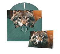 Thinking of You Cards with Envelopes Wolf in the forest at night Greeting Cards for All Occasions Thank You Blank Note Card for Wedding Invitations Valentine's Day Birthday Card 10x15 cm