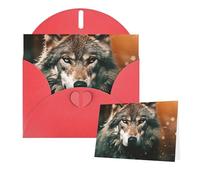 Thinking of You Cards with Envelopes Wolf in the forest at night Greeting Cards for All Occasions Thank You Blank Note Card for Wedding Invitations Valentine's Day Birthday Card 10x15 cm