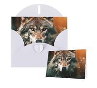 Thinking of You Cards with Envelopes Wolf in the forest at night Greeting Cards for All Occasions Thank You Blank Note Card for Wedding Invitations Valentine's Day Birthday Card 10x15 cm